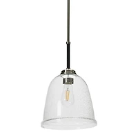 Hello Honey® Robert Stevenson Lighting Landry 11" Black & Nickel Seedy Glass & Metal Ceiling Light