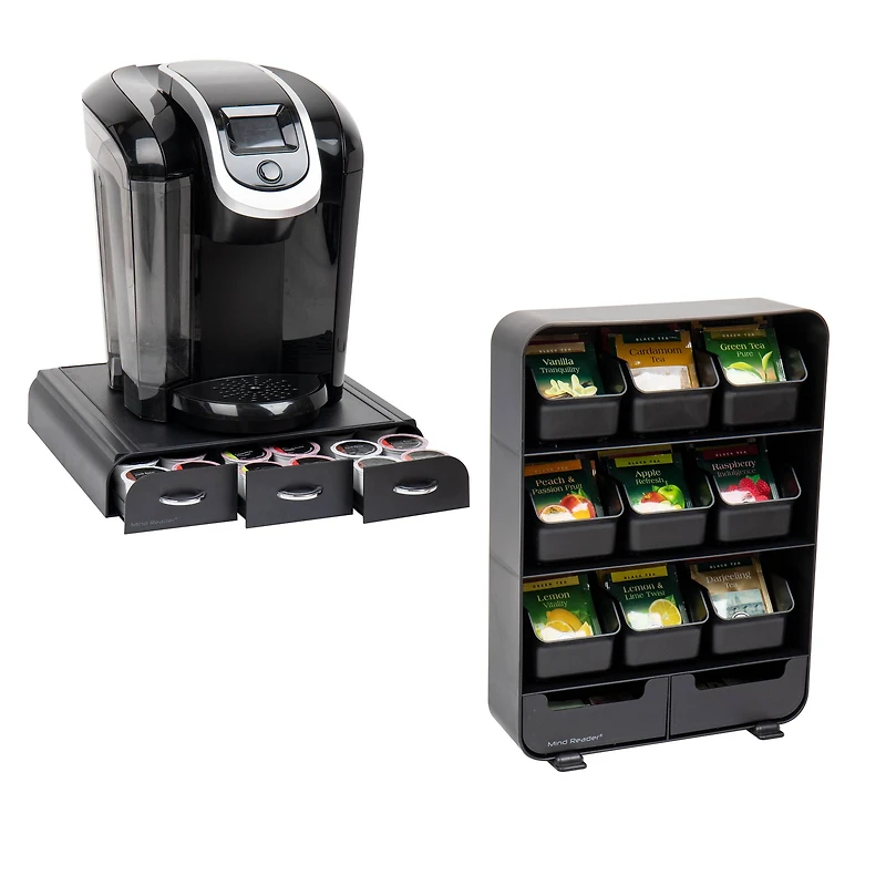 Mind Reader Anchor Collection Black Coffee and Tea Dispenser Set