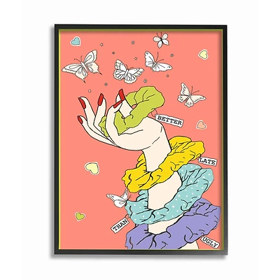 Stupell Industries Better Late Than Ugly Wall Accent with Frame