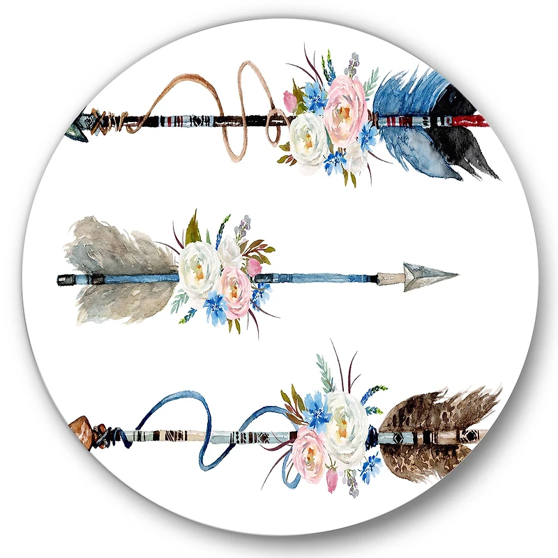 Designart - Ethnic Feathers and Flowers On Native Arrows I