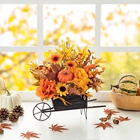 Glitzhome® 14" Fall Floral Cart Centerpiece