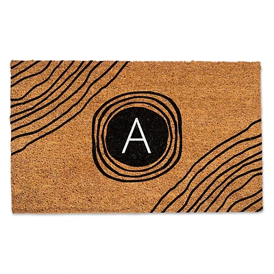 Black Monogram Circle Natural Coir Doormat