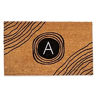 Black Monogram Circle Natural Coir Doormat