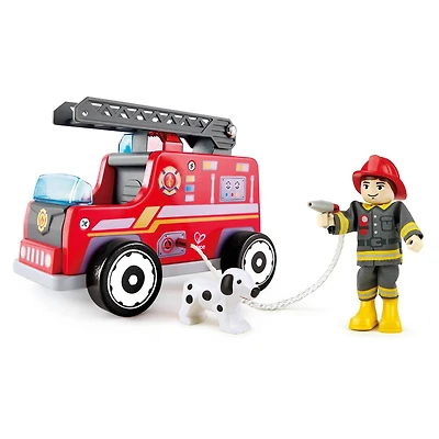 Hape Wood Fire Truck Playset