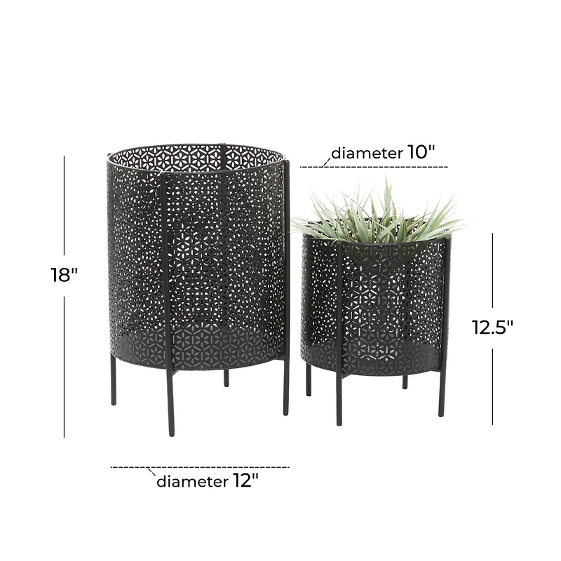 CosmoLiving by Cosmopolitan Black Metal Mesh Planter Set