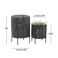 CosmoLiving by Cosmopolitan Black Metal Mesh Planter Set