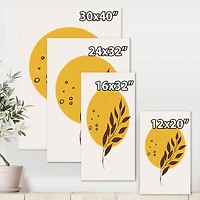 Designart - Abstract Yellow Sun and Moon With Tropical Leaf II