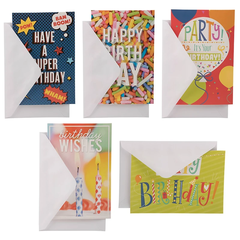 JAM Paper 4" x 6" Happy Birthday Assortment Cards & Matchings Envelope Set, 10ct.