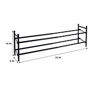 Organize It All Black 25" 2 Tier Expandable Shoe Rack
