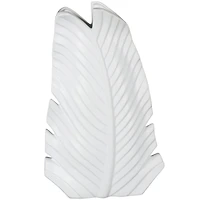 15" White Ceramic Palm Leaf Vase