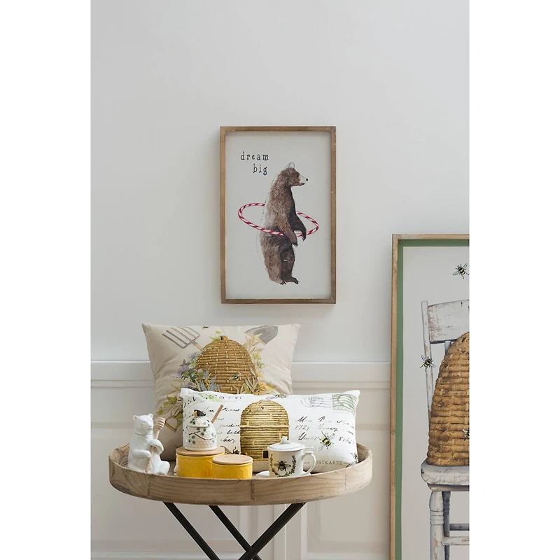 Hello Honey® 7" White Bear Shaped Honey Pot & Bamboo Dipper