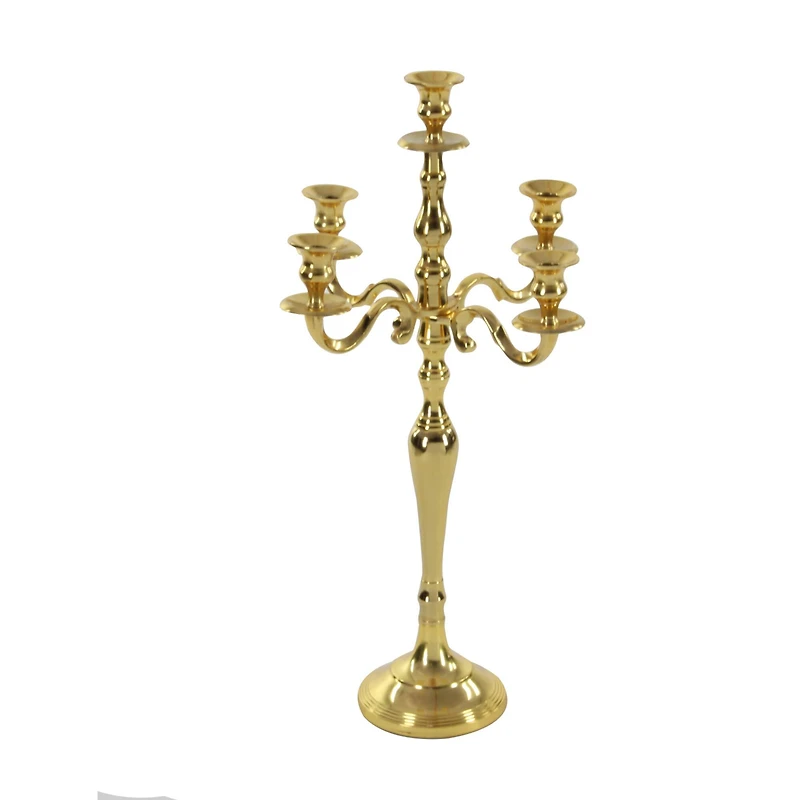 Gold Aluminum Traditional Candle Holder, 25" x 14" x 14"