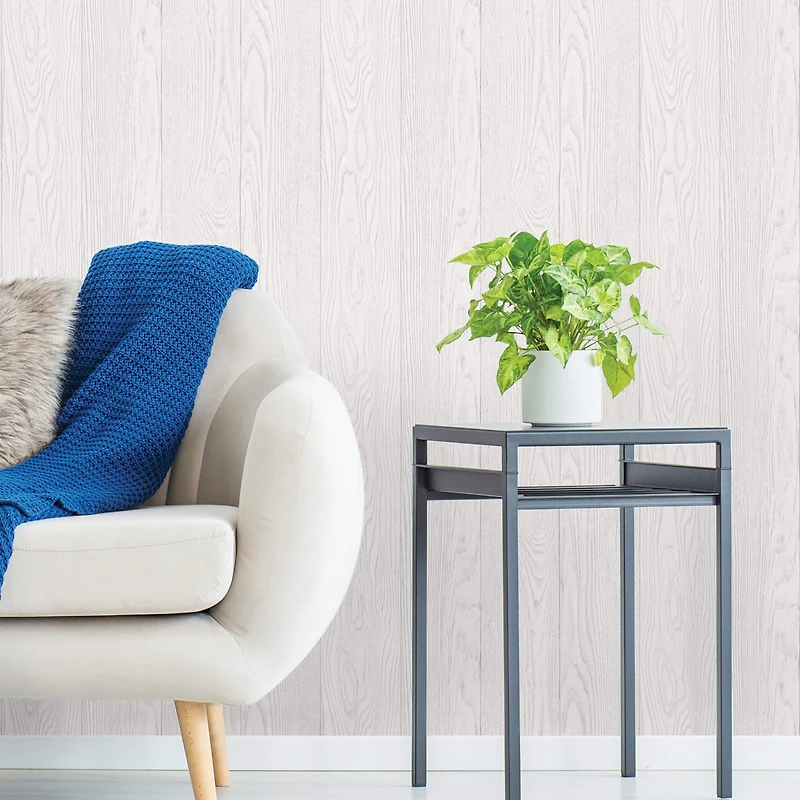InHome Timber White Peel & Stick Wallpaper