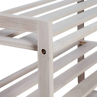 Honey Can Do White Wash 4-Tier Bamboo Shoe Rack