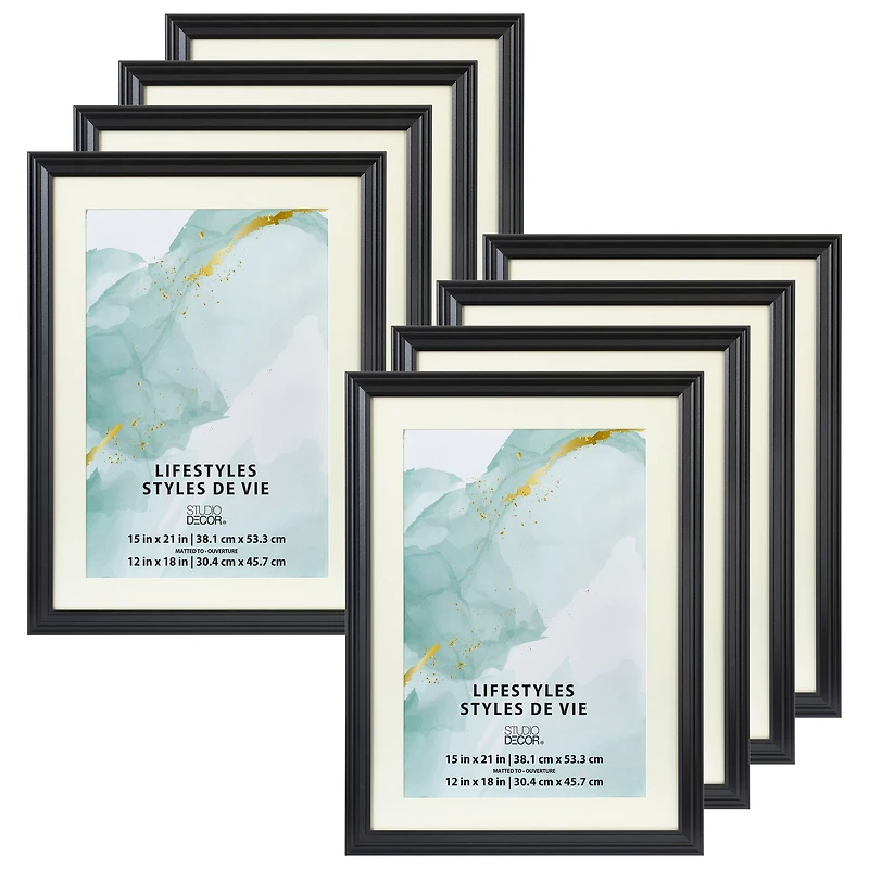 8 Pack: Black 12" x 18" Frame With Mat, Lifestyles™ by Studio Décor®