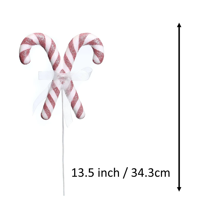 13.5" Pink & White Glitter Candy Cane Pick by Ashland®