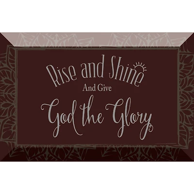 Rise & Shine Glass Plaque with Easel