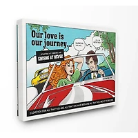 Stupell Industries Love Journey Comic Style Canvas Wall Art