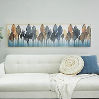 CosmoLiving by Cosmopolitan Blue Porcelain Leaf Framed Wall Art with Gold Aluminum Frame 71" x 2" x 20"