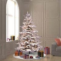 6.5ft. Pre-Lit Flocked Sierra Fir Artificial Christmas Tree, Clear Lights