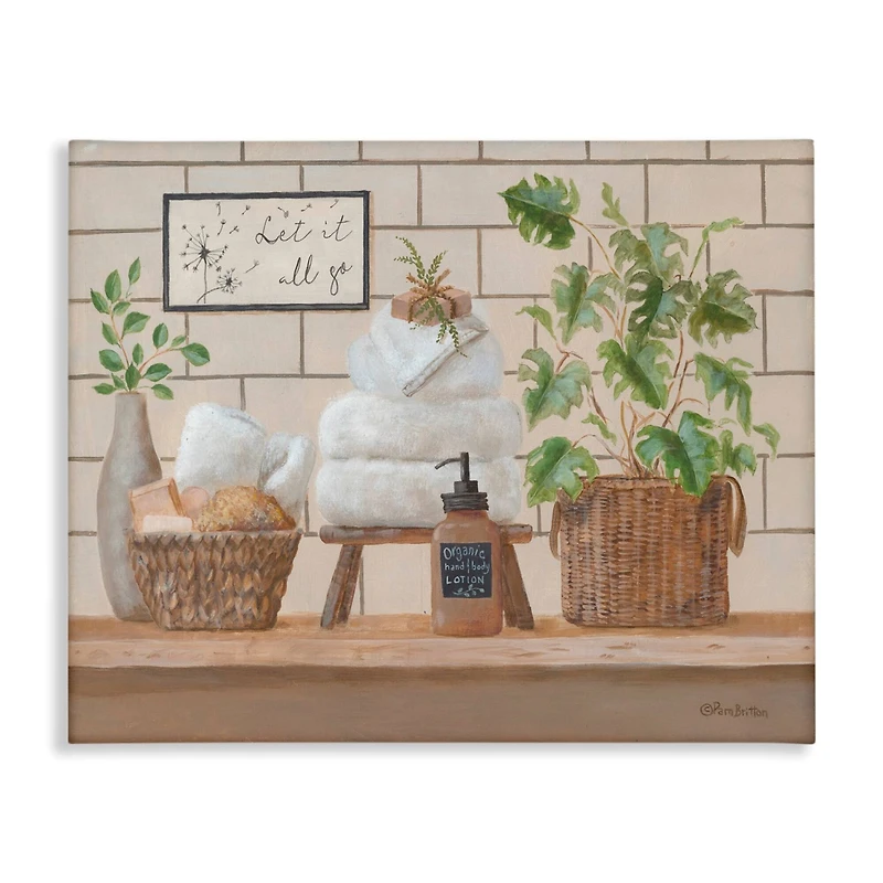Stupell Industries Comforting Bathroom Spa Still Life Canvas Wall Art