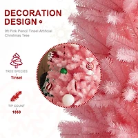 9ft. Unlit Pink Pencil Tinsel Artificial Christmas Tree