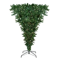 7.5ft. Pre-Lit Green Upside Down Spruce Artificial Christmas Tree, Clear Lights