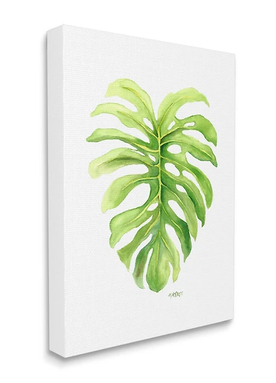 Stupell Industries Monstera Leaf Tropical Plant Over White Canvas Wall Art