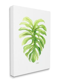 Stupell Industries Monstera Leaf Tropical Plant Over White Canvas Wall Art