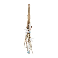 Brown Jute Rope Fish Layered Hanging Home Wall Décor with Cream Shell and Starfish Accents