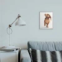 Stupell Industries Little Dachshund Dog Strutt Adorable Pet Portrait in Gray Frame Wall Art