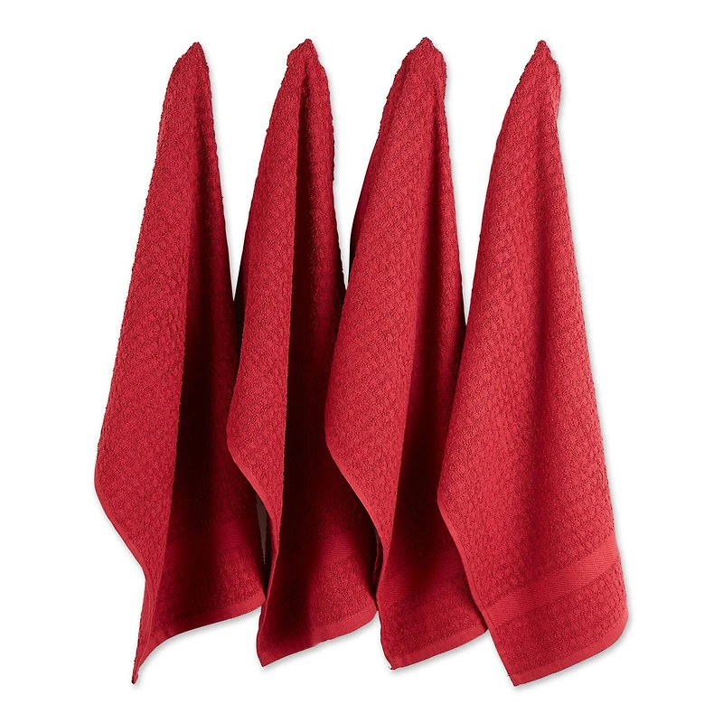 DII® Solid Barn Red Waffle Terry Dishtowels, 4ct.