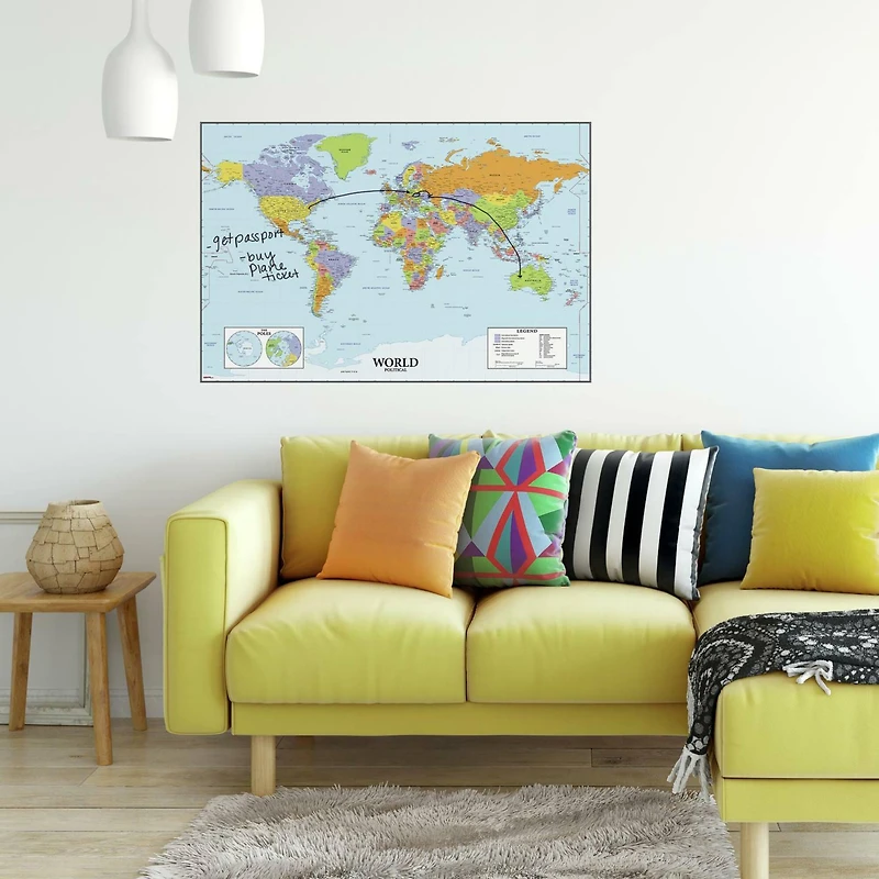 RoomMates World Map Dry Erase Peel & Stick Giant Decals