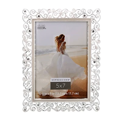 Expressions™ Silver Scroll Jeweled Frame by Studio Décor