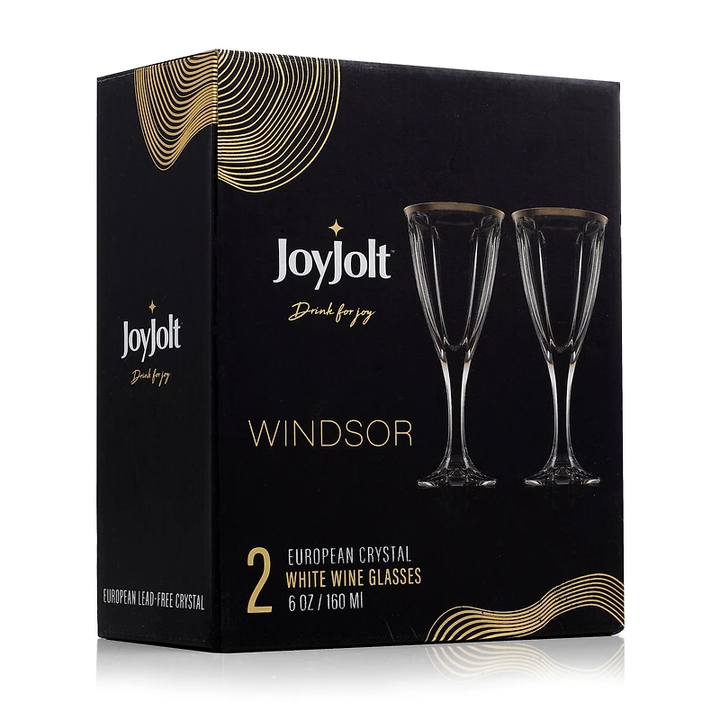 JoyJolt® 6oz. Gold Rimmed Windsor Crystal White Wine Glasses, 2ct.