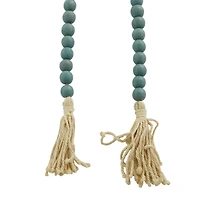 Blue Wood Beaded Garland with Tassel