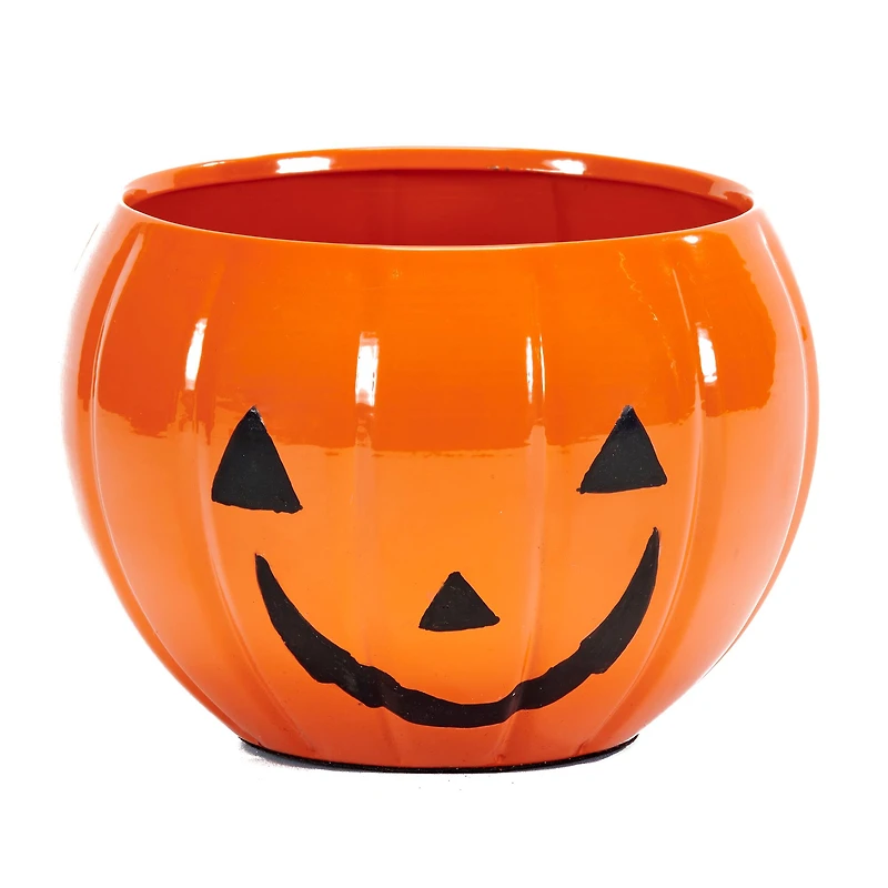 5" Metal Pumpkin Jack O Lantern Tabletop Container, 2ct.