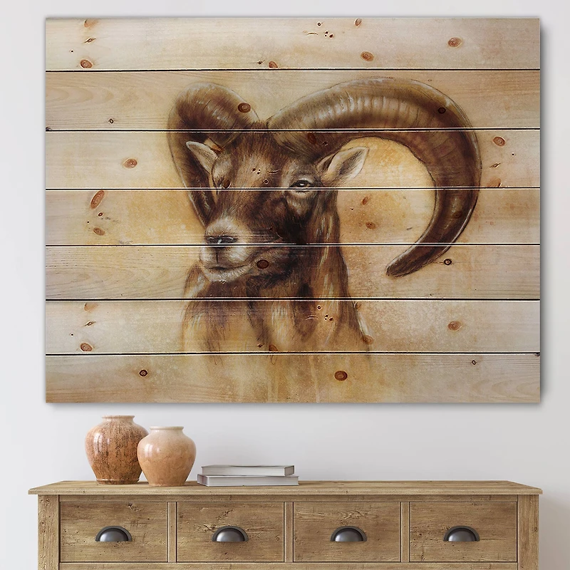 Designart - Portrait of Wild Ram With Mighty Horns I