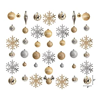 60ct. Holiday Deluxe Shatterproof Christmas Tree Ornament Box Set