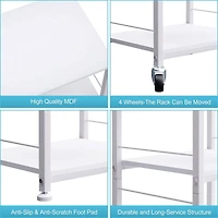 White Kitchen Cart 4-Tier Rolling Cart