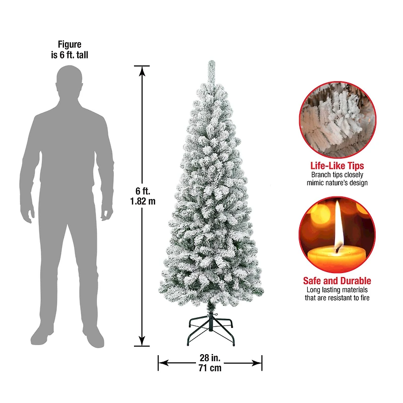 6ft. Unlit Flocked Acacia Medium Artificial Christmas Tree