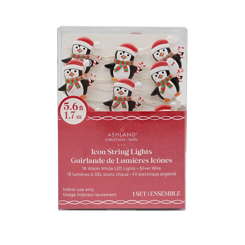 18ct. Warm White LED Penguin String Lights on Silver Wire by Ashland®