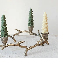 Hello Honey® 13" Oxidized Antique Gold Finish Aluminum Wreath Advent Taper Candle Holder