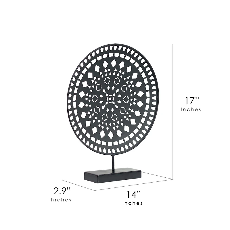17" Black Rustic Metal Medallion Sculpture