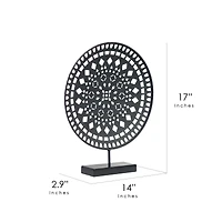 17" Black Rustic Metal Medallion Sculpture