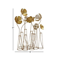 21" Gold Metal Flowers Sculpture