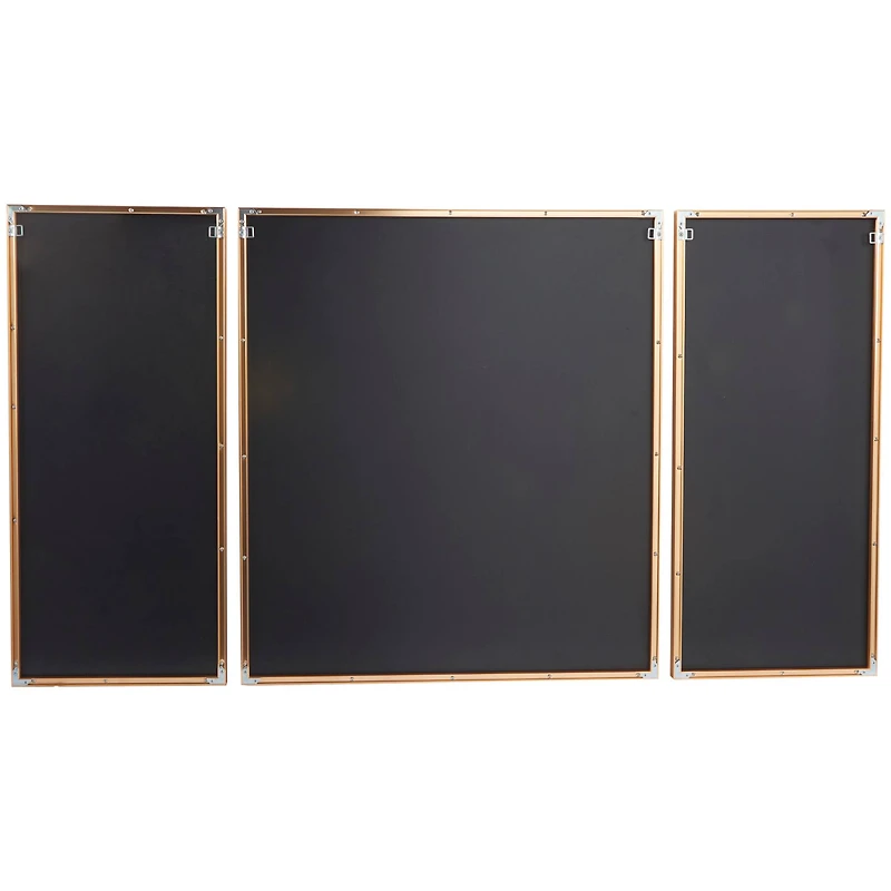 CosmoLiving by Cosmopolitan Blue Porcelain Feathers Bird Framed Wall Art with Gold Aluminum Frame Set of 3 32", 16", 16"