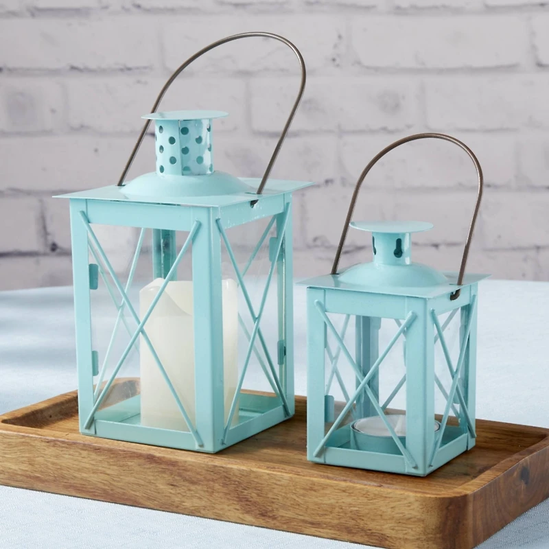 Kate Aspen® Medium Luminous Blue Lantern Tea Light Holder