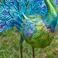 Glitzhome® 28.75" Metal Tail Spread Peacock Garden Statue with Stakes
