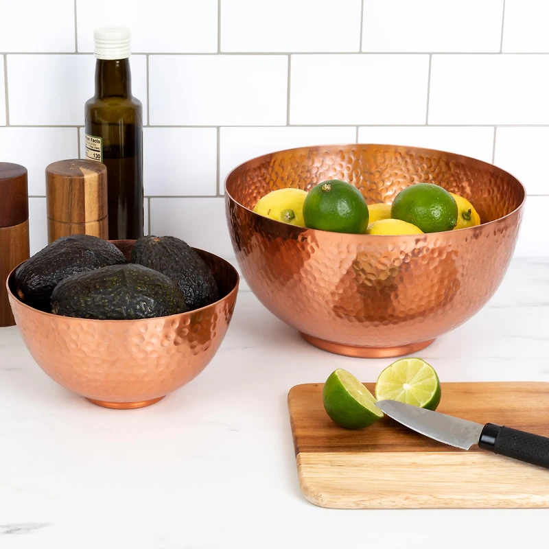 Hello Honey® Copper Finish Round Hammered Metal Bowl Set